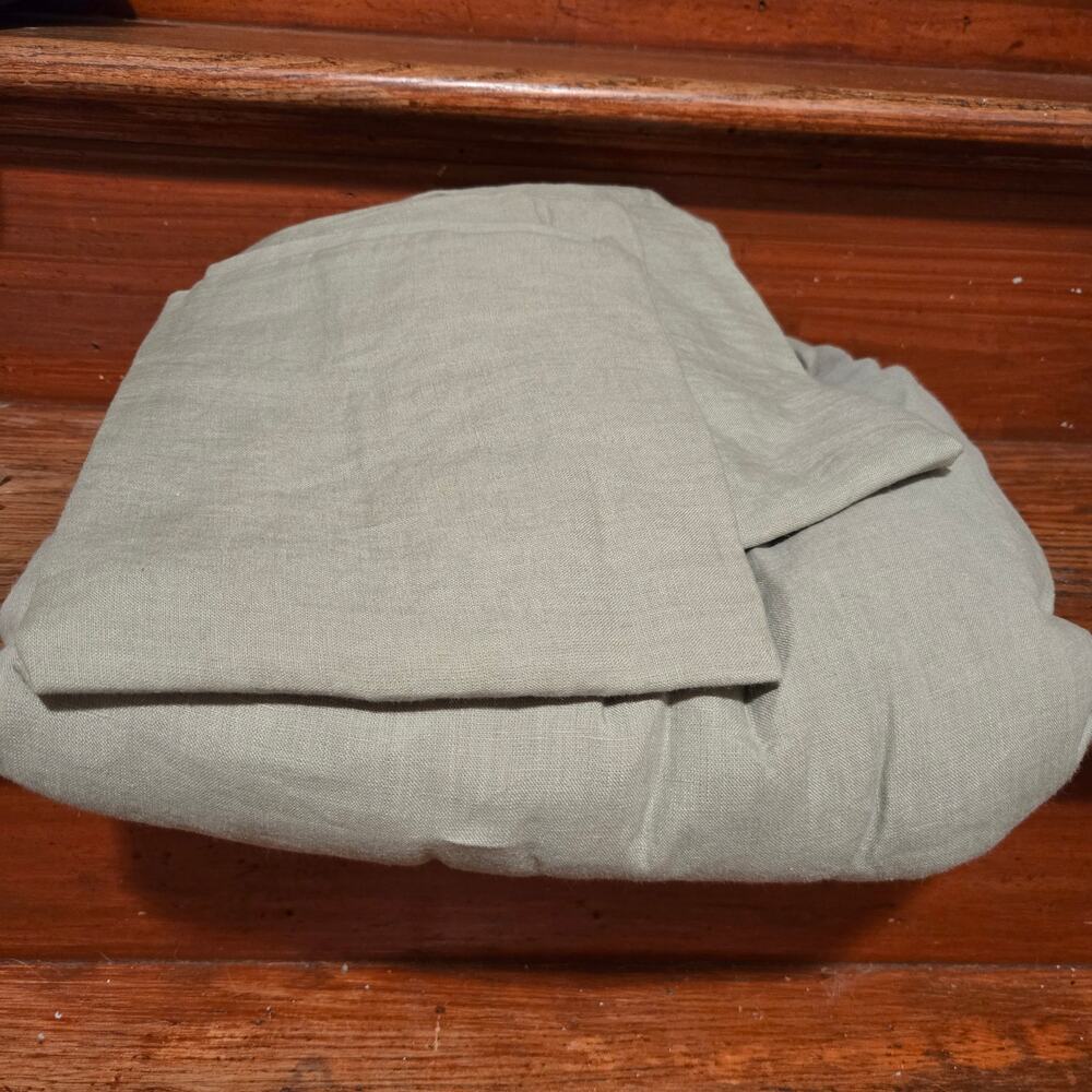 New Quince European Flax Linen Duvet Cover 3Pc Set Full Queen Sage $194 MSRP - Picture 5 of 7
